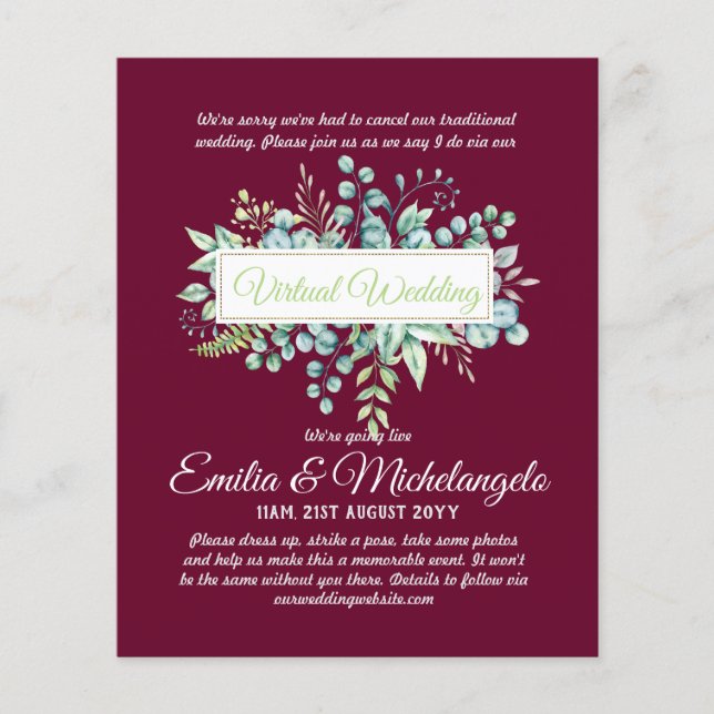 Conversation vidéo Mariage virtuel Invitations en  (Devant)