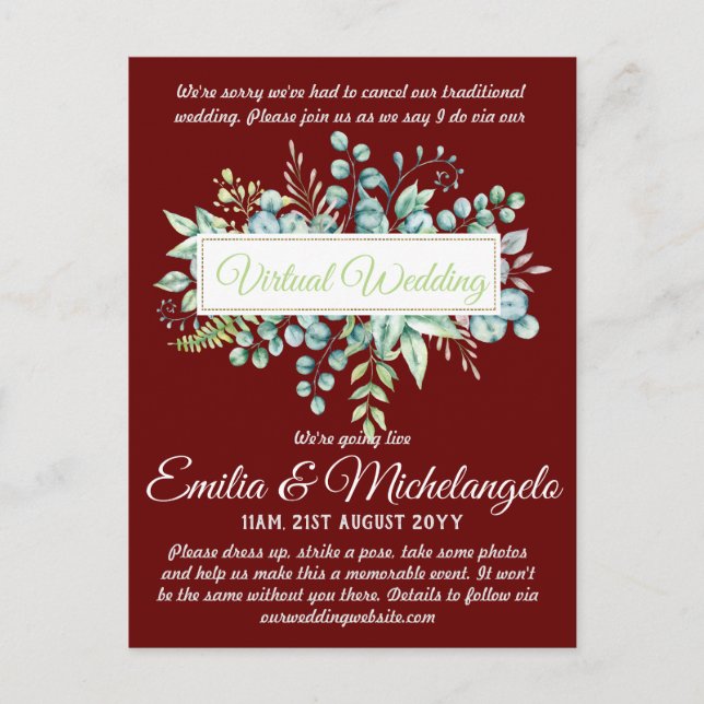 Conversation vidéo Mariage virtuel Invitations en  (Devant)