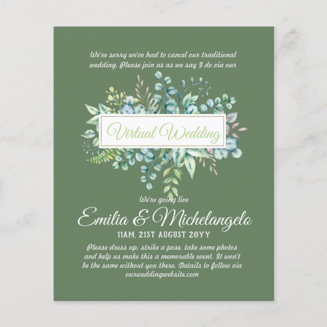 Conversation vidéo Mariage virtuel Invitations en  (Devant)