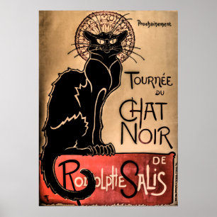 Conversation vintage Noir - Poster de chat noir