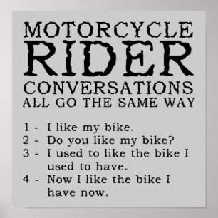 Conversations de moto Affiche drôle Signalétique
