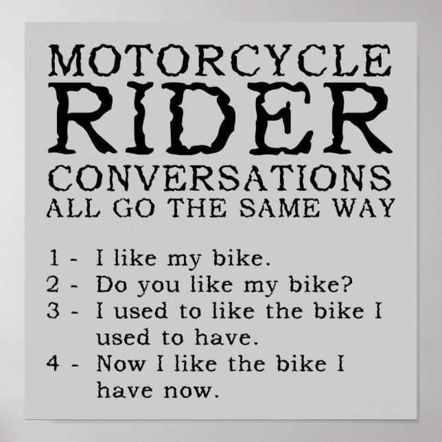 Conversations de moto Affiche drôle Signalétique (Devant)
