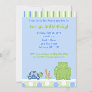 Convivial Grenouille & Tortue 5x7 Invitation d'ann