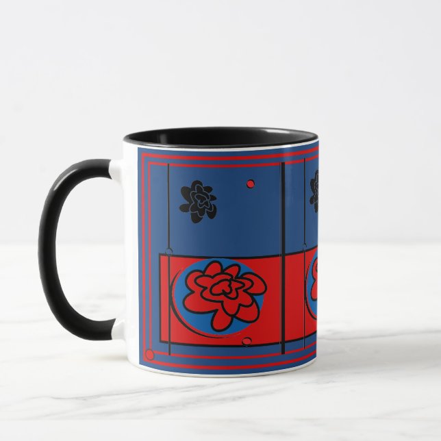 Convivial tasse de café à fleurs rouge vif (Gauche)