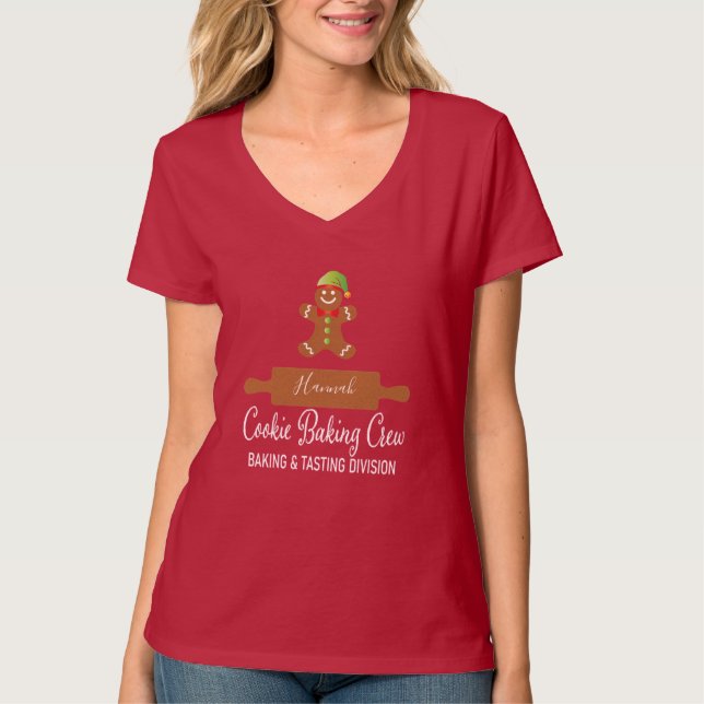 Cookie Baking Crew Gingerbread Man Holiday T-shirt (Devant)