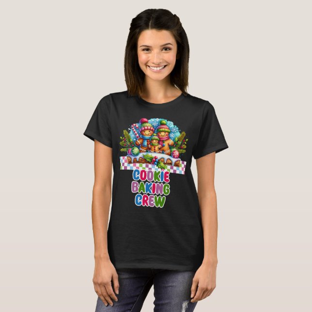 Cookie Baking Crew Gingerbread T-shirt de Noël (Devant entier)