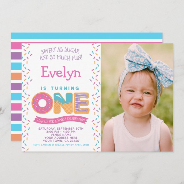 Cookie de glace de Donut, Invitation de friandises (Devant / Derrière)