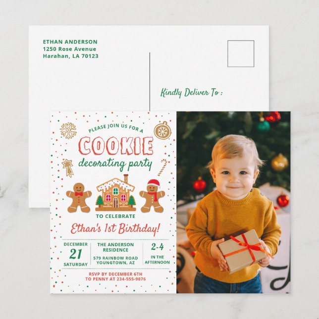 Cookie Décoration Anniversaire Photo Invitation (Devant / Derrière)