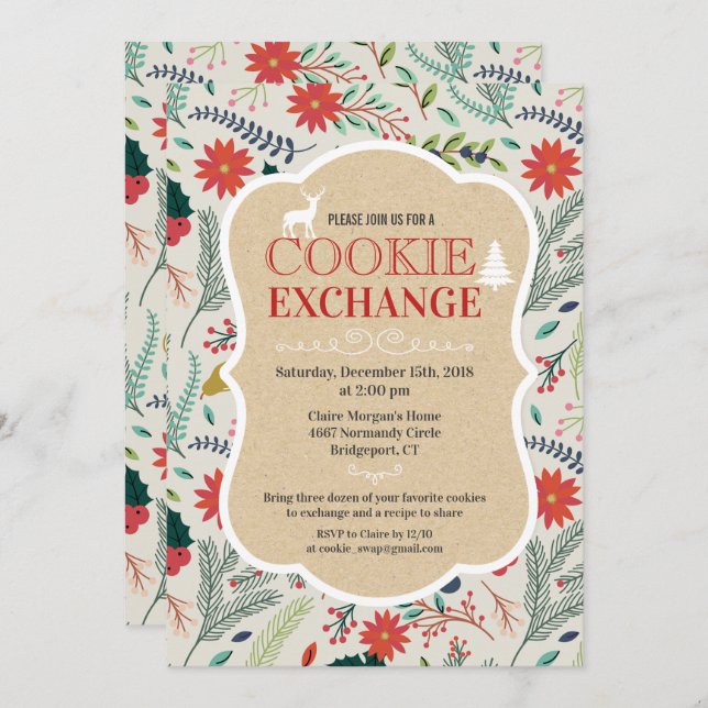 Cookie Exchange Fête Invitation (Devant / Derrière)