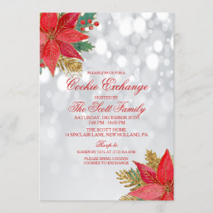 Cookie Exchange Holiday Poinsettia Invitation