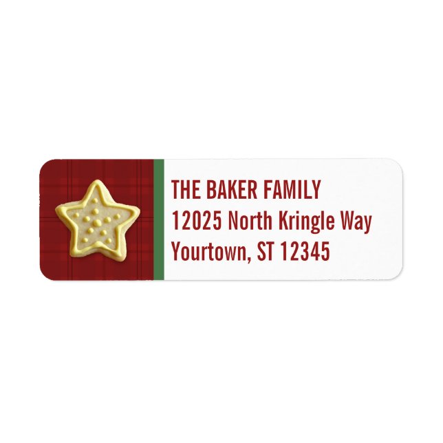 Cookie sucre Noël Rouge Plaid Étiquettes personnal (Devant)