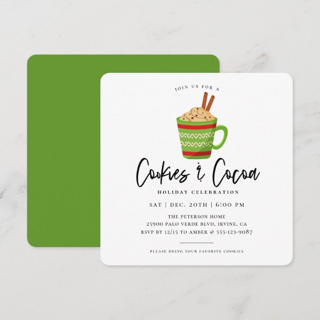 Cookies & Cocoa Christmas Party Invitation (Devant / Derrière)