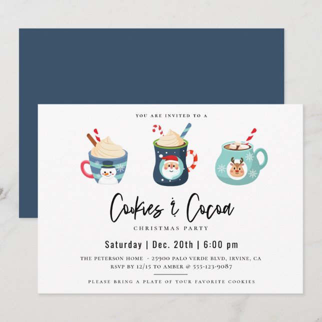 Cookies & Cocoa Christmas Party Invitation (Devant / Derrière)