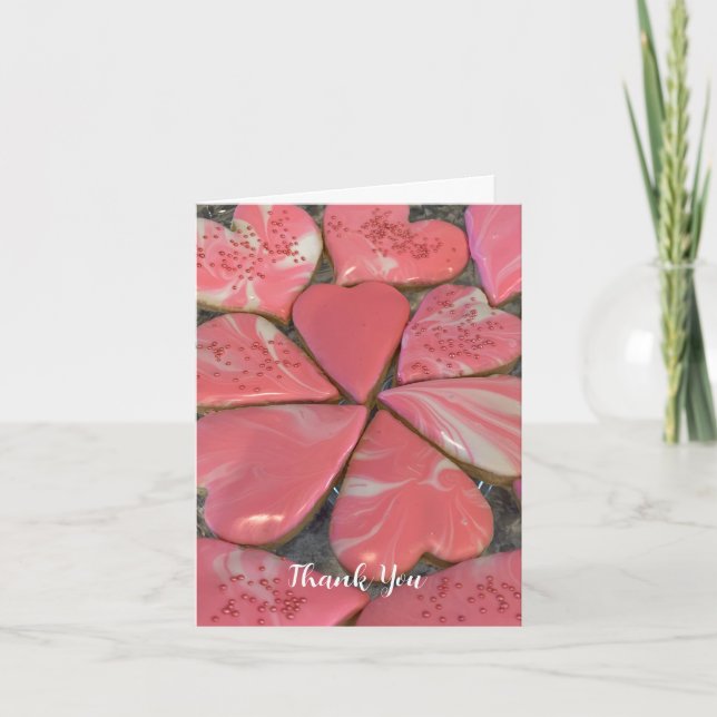Cookies Cœur en Marbre Rose Merci (Devant)