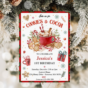 Cookies de Noël et cacao Invitation d'anniversaire