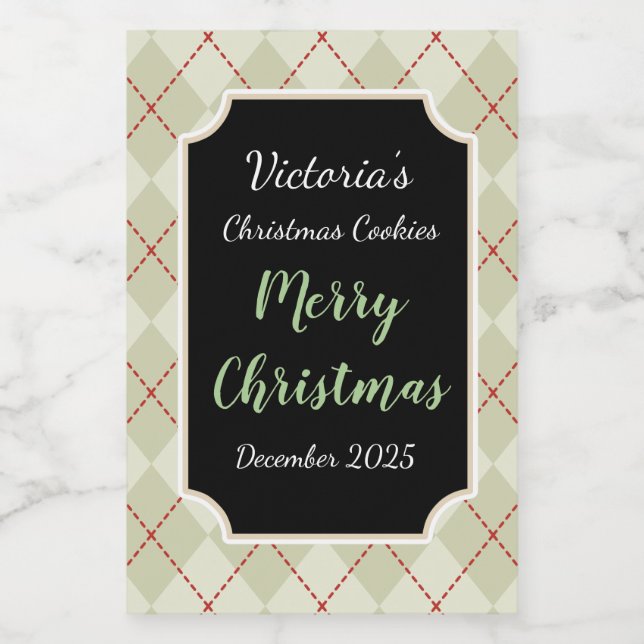 Cookies de Noël Retro Jar Stickers cadeaux Étiquet (Étiquettes simples)