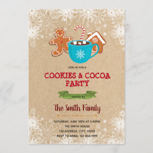 Cookies et cacao Invitation à la fête de Noël