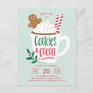 Cookies et cacao Noël Invitation Carte postale