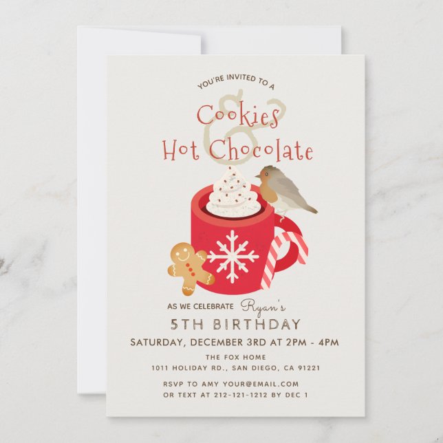 Cookies et chocolat chaud Invitation d'anniversair (Devant)