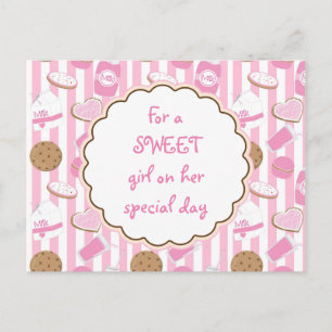 Cookies et Lait Rose Girls Anniversaire Carte post