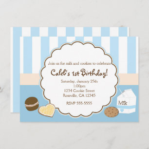 Cookies & Lait Bleu Invitations de fête d'annivers