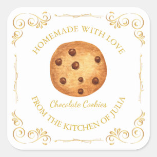 Cookies maison vintages Carré Étiquette l Blanc