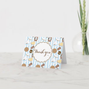 Cookies & Milk Party Blue Fold Carte de remercieme