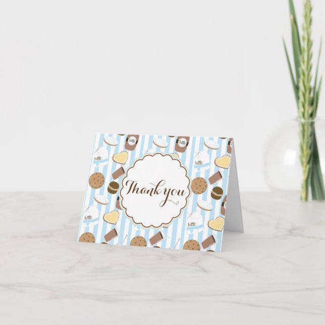 Cookies & Milk Party Blue Fold Carte de remercieme (Devant)