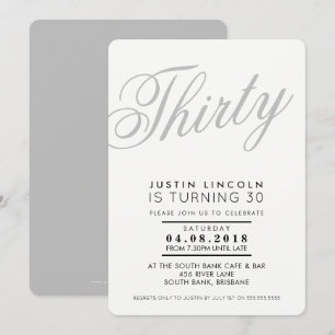 COOL 30E anniversaire INVITATION script gris noir