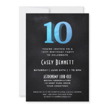 Cool 3D sur Black 10th Birthday Party Invitation