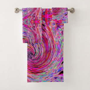 Cool Abstract Retro Hot Pink and Red Floral Swirl