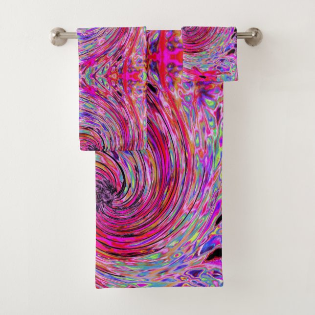 Cool Abstract Retro Hot Pink and Red Floral Swirl (En situation)