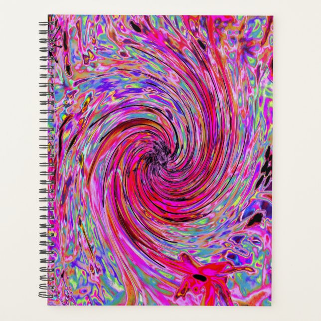 Cool Abstrait rétro rose chaud et rouge floral tor (Devant)