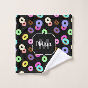 Cool amusant beignets colorés motif noir Monogramm
