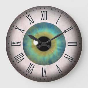 Cool Amusant Bleu Oeil Oeil Romain Grande Horloge