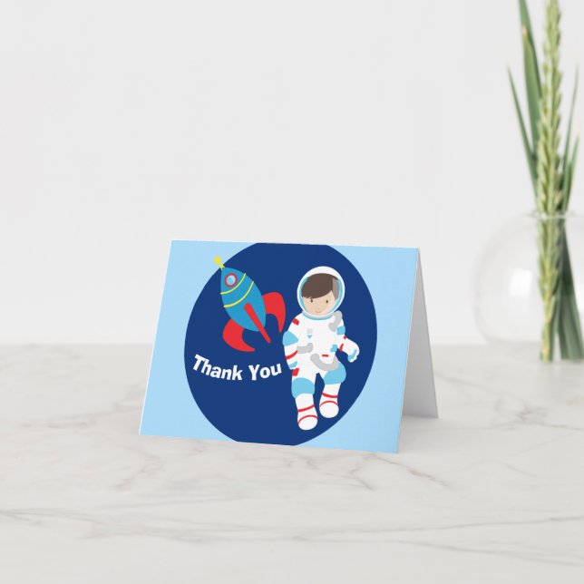 Cool Astronaut Rocket Ship Kids Carte de remerciem (Devant)
