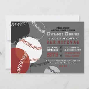 COOL BASEBALL Bar Mitzvah Invitation