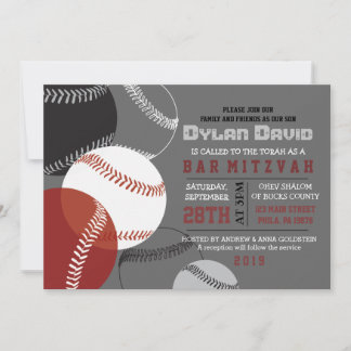 COOL BASEBALL Bar Mitzvah Invitation