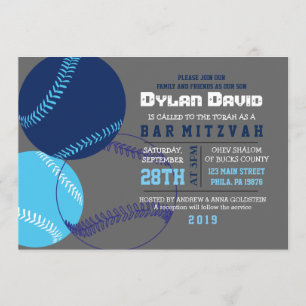 COOL BASEBALL Bar Mitzvah Invitation
