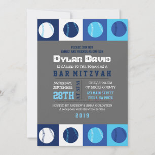 COOL BASEBALL Bar Mitzvah Invitation