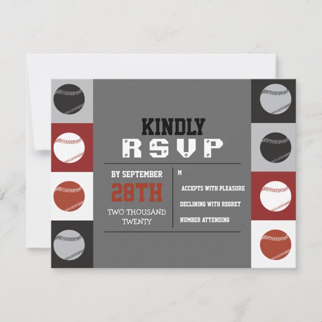 COOL BASEBALL Bar Mitzvah Répondre Carte RSVP (Devant)