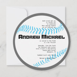 COOL BASEBALL Bar Mitzvah ROUND Invitation
