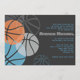 COOL BASKETBALL Bar Bat mitzvah Invitation Invitat