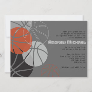 COOL BASKETBALL Bar Mitzvah Invitation