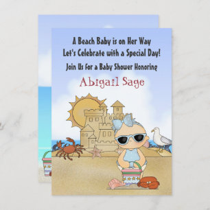 Cool Beach Baby shower Invitation pour les filles