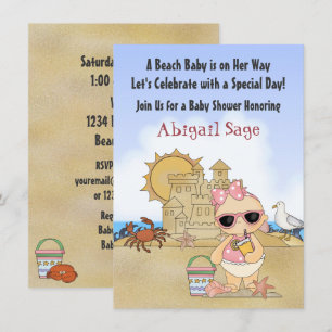 Cool Beach Baby shower Invitation pour les filles