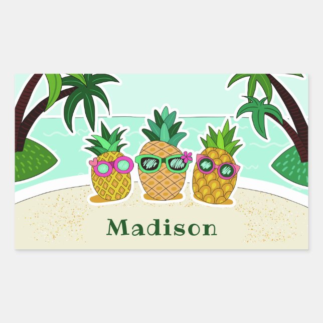 Cool Beach Pineappers autocollants de nom personna (Devant)