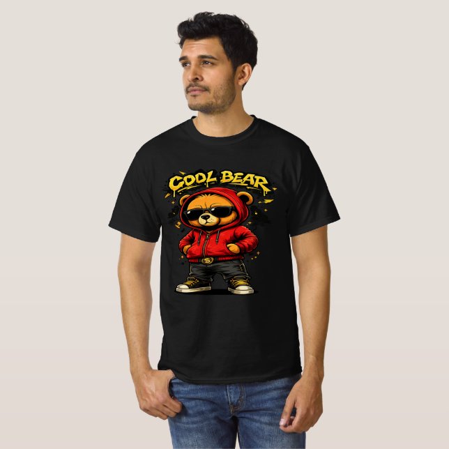 Cool Bear Streetwear Cartoon Graphic T-Shirt  (Devant entier)