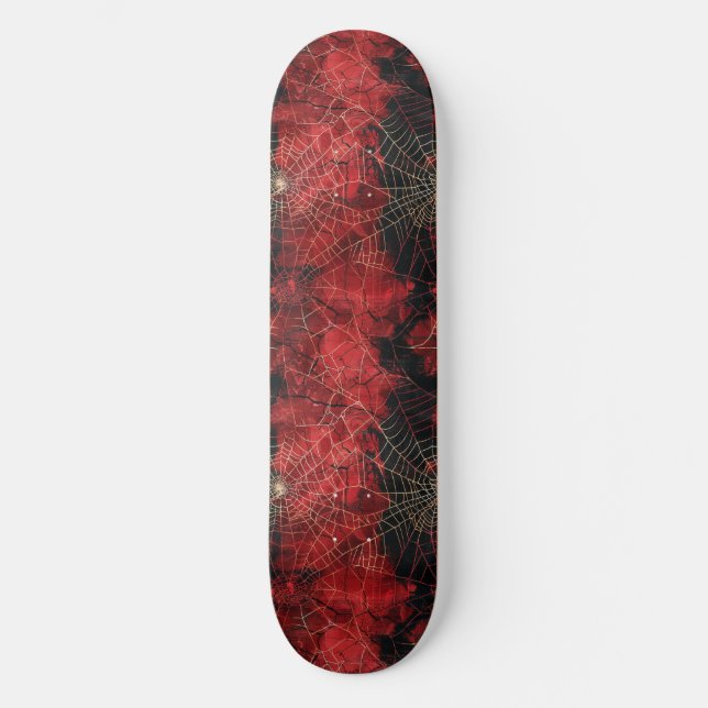 Cool Black and Red Spider Web Design Skateboard (Recto)