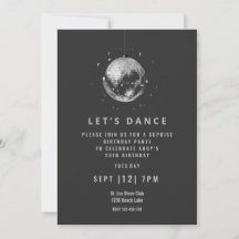 Cool black disco danse anniversaire invitation